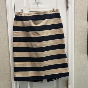 LOFT Striped Pencil Skirt in Black and Tan